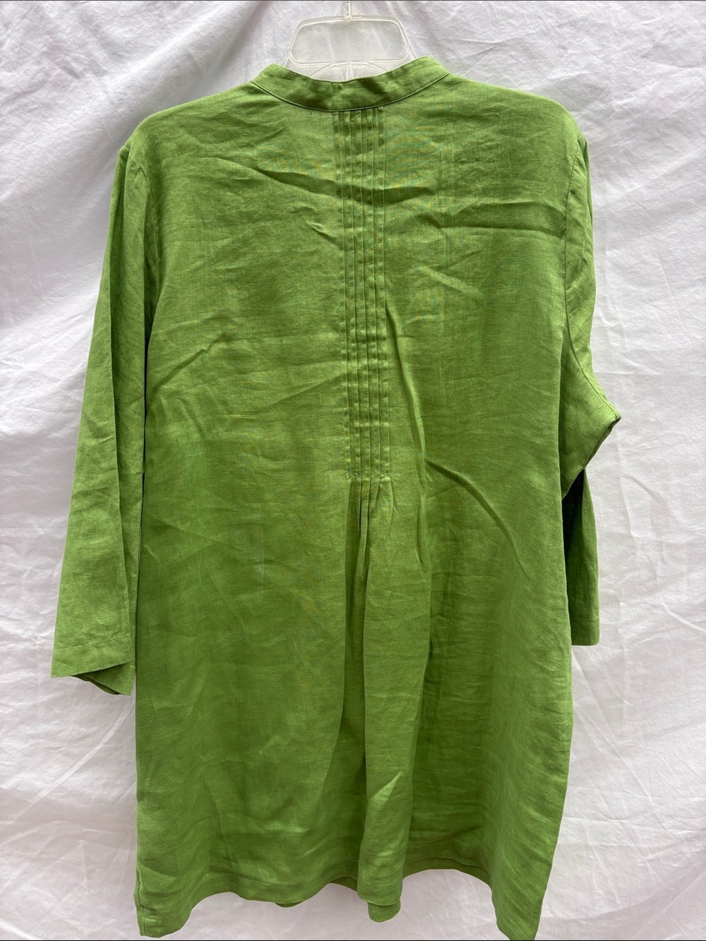 J. Jill Light Green Linen Pintuck Blouse - Picture 6 of 10